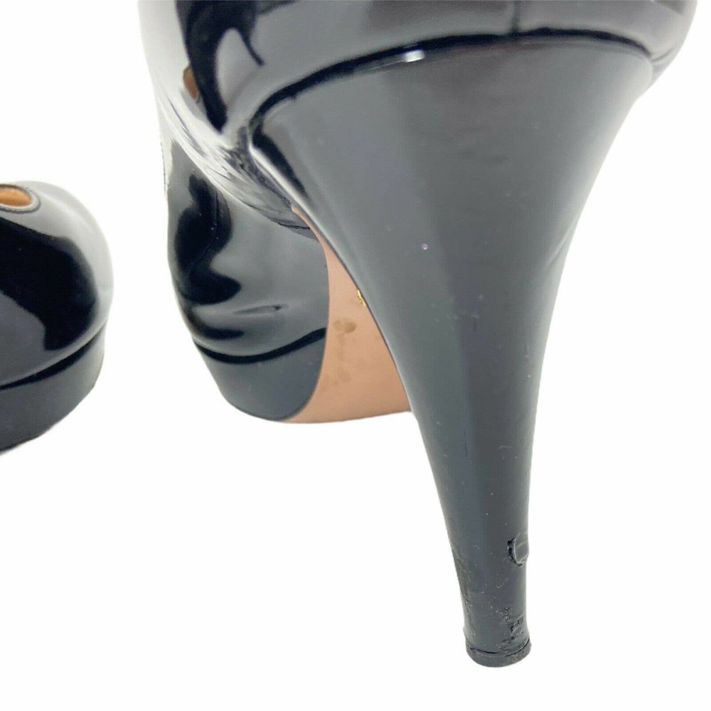 PRADA Black Shiny Patent Leather Heels Pumps 36.5 - Picture 4 of 12